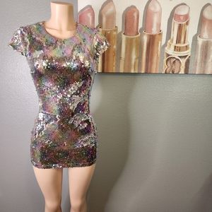 B.Darlin mini dress 1/2  multi color iridescent